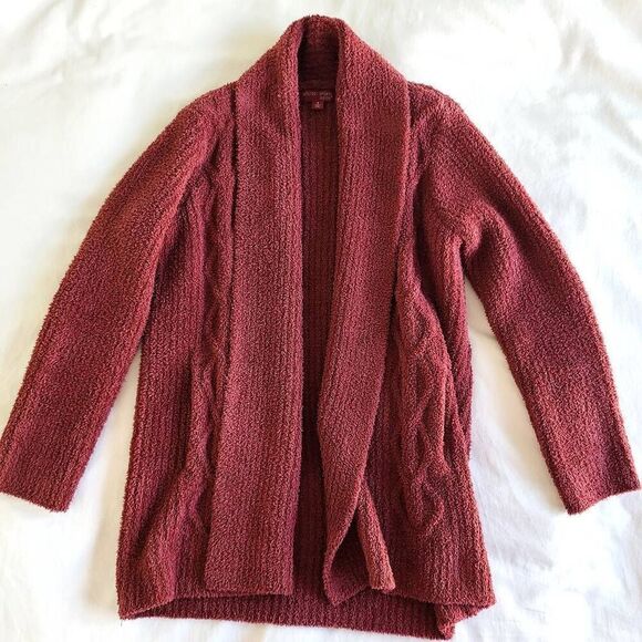 Barefoot Dreams Cardigan Sweater Womens Small Red Knit Long Sleeve Casual Wear - Picture 1 of 6